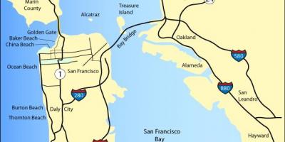 Kaart van San Francisco stranden