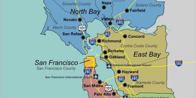 Kaart van south San Francisco bay area