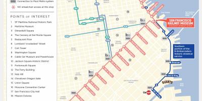 Kaart van San Francisco trolley route